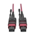MTP/MPO Multimode Patch Cable, 12 Fiber, 40/100 GbE, 40/100GBASE-SR4, OM4 Plenum-Rated (F/F), Push/Pull Tab, Magenta, 5 m (16.4 ft.)