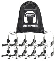 Hamilton SOP-HA1A Sack-O-Phones, 10 HA1A Personal Headsets, Wire Head Band  Foam Ear Cushions in a Carry Bag image