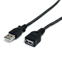 3ft USB 2.0 Extension Cable, A to A - M/F, Black image