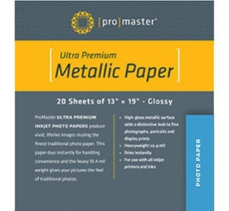 Promaster Silver Metallic Inkjet Paper - 13 x 19'' - 20 pack