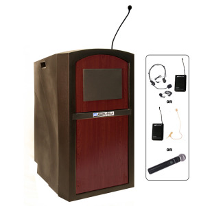AmpliVox SW3250 Pinnacle Lectern with Wireless Sound (Mahogany)