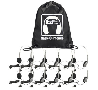 Hamilton SOP-HA1A Sack-O-Phones, 10 HA1A Personal Headsets, Wire Head Band  Foam Ear Cushions in a Carry Bag