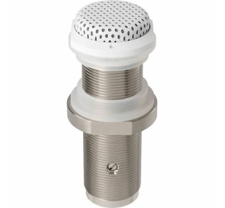 Cardioid condenser boundary microphone with, self-contained power module, phantom power only, for table or ceiling mount applications, white