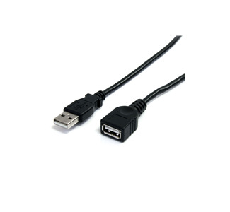 3ft USB 2.0 Extension Cable, A to A - M/F, Black