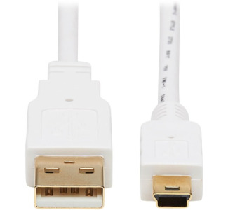 Tripp Lite Safe-IT USB-A to USB Mini-B Antibacterial Cable (M/M), USB 2.0, White, 6 ft.