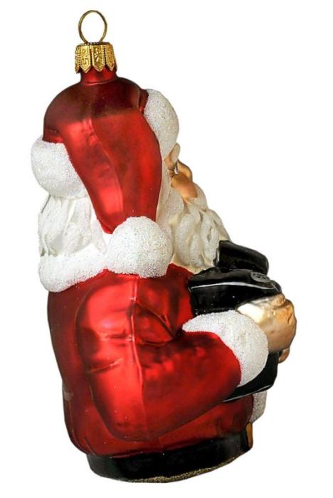 Handcrafted Glass Santa - side view