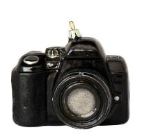 SLR Camera with Lens - Hand Crafted Glass Ornament image