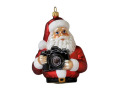 Photographer Santa Holding Camera - Blown Glass Christmas Ornament
