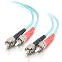 Cables To Go 10Gb Fiber Optic Duplex Patch Cable - ST Male - ST Male - 6.56ft - Aqua  image