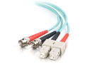 Cables To Go 10Gb Fiber Optic Duplex Patch Cable- ST Male - SC Male  - 6.56ft - Aqua 