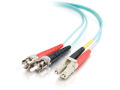 Cables To Go 10Gb Fiber Optic Duplex Patch Cable  - LC Male - ST Male - 6.56ft - Aqua 