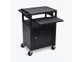 Luxor 34" LP Cart with Cabinet, Keyboard Pullout and Electric -Black 