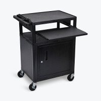 Luxor 34" LP Cart with Cabinet, Keyboard Pullout and Electric -Black  image