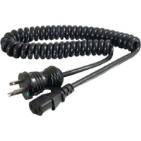 Cables To Go 6ft 18 AWG Coiled Hospital Grade Power Cord (NEMA 5-15P to IEC320C13) - Black image