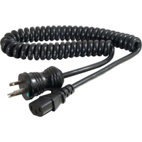 Cables To Go 8ft 18 AWG Coiled Hospital Grade Power Cord (NEMA 5-15P to IEC320C13) - Black image