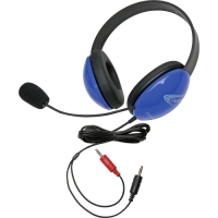 Califone Blue Stereo Headphone w/ Mic Dual 3.5mm Plug Via Ergoguys image