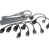 C2G 6-Outlet Surge Suppressor with (6) 1ft Outlet Saver Power Extension Cords image
