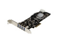 StarTech.com 4 Port Dual Bus PCI Express (PCIe) SuperSpeed USB 3.0 Card Adapter with UASP - SATA/LP4 Power