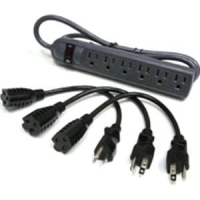 C2G 6-Outlet Surge Suppressor with (3) 1ft Outlet Saver Power Extension Cords image