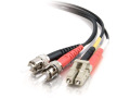 1m LC-ST 62.5/125 OM1 Duplex Multimode PVC Fiber Optic Cable - Black