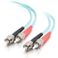 C2G 1m ST-ST 10Gb 50/125 OM3 Duplex Multimode PVC Fiber Optic Cable (USA-Made) - Aqua image