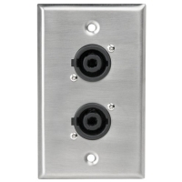 Atlas Sound SG-NL4MP-2 Single Gang Stainless Steel Plate with (2) NL4MP 4 Pole Connectors image
