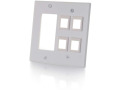 C2G Decora Compatible Cutout with Four Keystone Double Gang Wall Plate - White