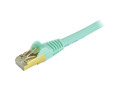 StarTech.com 1ft Aqua Cat6a Shielded Patch Cable - Cat6a Ethernet Cable - 1 ft Cat 6a STP Cable - Short Ethernet Cord