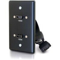 C2G Single Gang Wall Plate with Dual HDMI Pigtails Black image