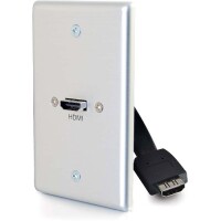 C2G Single Gang Wall Plate with HDMI Pigtail Aluminum image