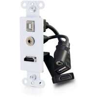 C2G Decorative HDMI Wall Plate with USB and 3.5mm White image