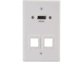 C2G HDMI Pass Through Single Gang Wall Plate with Two Keystones - White