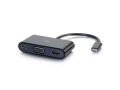 C2G USB C to HDMI and VGA Adapter Converter with Power Delivery - Black
