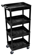 Flat Shelf Cart, 4 Shelves, Black image
