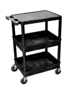Flat Top and Tub Middle/Bottom Shelf Cart, Black image