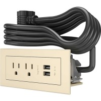 C2G Wiremold Radiant Furniture Power Center (2) Outlet (2) USB, Light Almond image