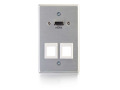 Single-gang HDMI Pass Through Wall Plate with Two Keystone, Aluminum
