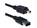 QVS 25ft IEEE1394 FireWire/i.Link 6Pin to 4Pin A/V Black Cable