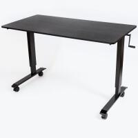 60" High Speed Crank Adjustable Stand Up Desk, Black Frame/Black Oak Top image