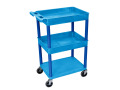 Multipurpose Top/Middle Tub + Flat Bottom Shelf Cart, Blue