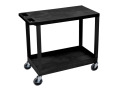 Multipurpose Utility Cart, 1-flat/1-tub Shelves, Black