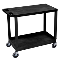 Multipurpose Utility Cart, 1-flat/1-tub Shelves, Black image