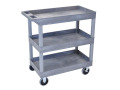 32" x 18" High Strength Plastic Tub Cart with 5" Casters, 3 Shelves, Gray