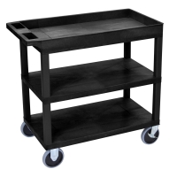 32" x 18" Multipurpose 1-tub Cart with 5" Swivel Casters, 2 Shelves, Black image