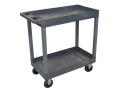 32" x 18" High Strength Plastic Tub Cart with 5" Casters, 2 Tub Shelves, Gray