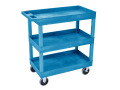 32" x 18" High Strength Plastic Tub Cart with 5" Casters, 3 Shelves, Blue