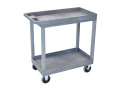 32" x 18" High Strength Plastic Tub Cart with 5" Casters, 2 Shelves, Gray