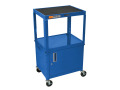 24 - 42" Adjustable Height Steel AV Cart with Cabinet, Blue