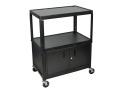 24 to 42" Adjustable Height Extra Large Steel AV Cart with Cabinet