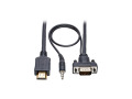 HDMI to VGA + Audio Active Converter Cable, HDMI to Low-Profile HD15 + 3.5 mm (M/M), 1920 x 1200/1080p @ 60 Hz, 6 ft.